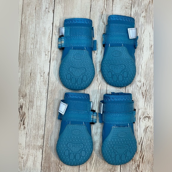 Qumy Large Breed dog shoes water resistant snow ice hiking size 1 blue - Picture 3 of 7